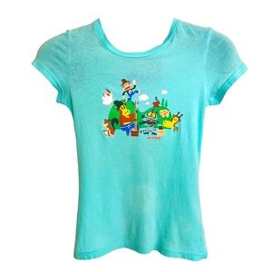 Paul Frank Juluis Friends Graphic Girls Youth Juniors Turquoise T-Shirt Size XXS